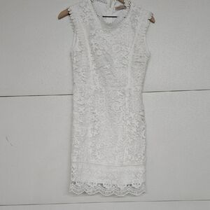 Alythea Elegant White Lace Mini Dress